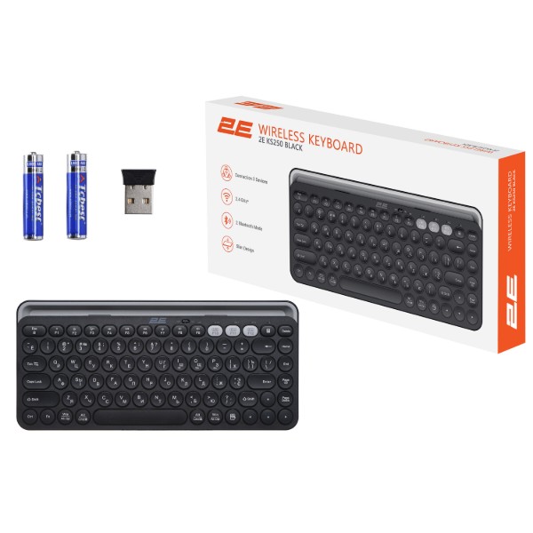 Фото - Клавиатура беспроводная 2E KS250 WL BT Black (2E-KS250WBK)