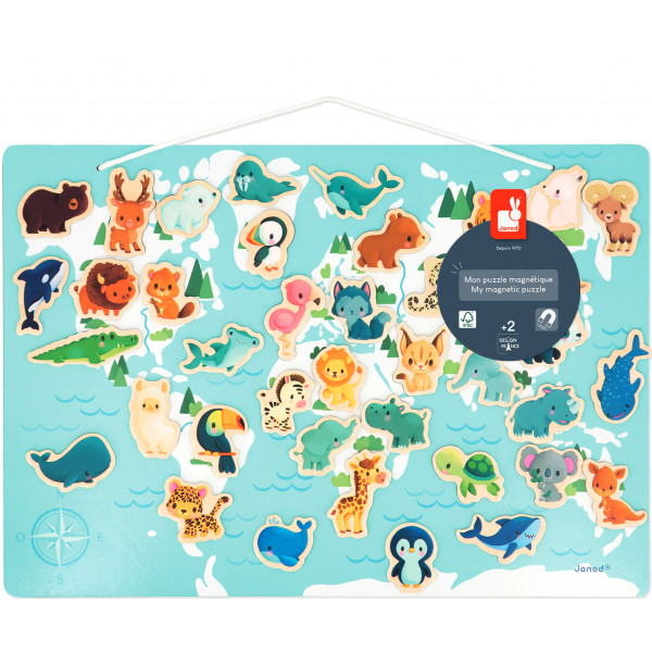 Фото - Пазли (3-4 роки) Janod Карта світу з тваринами (J05468)