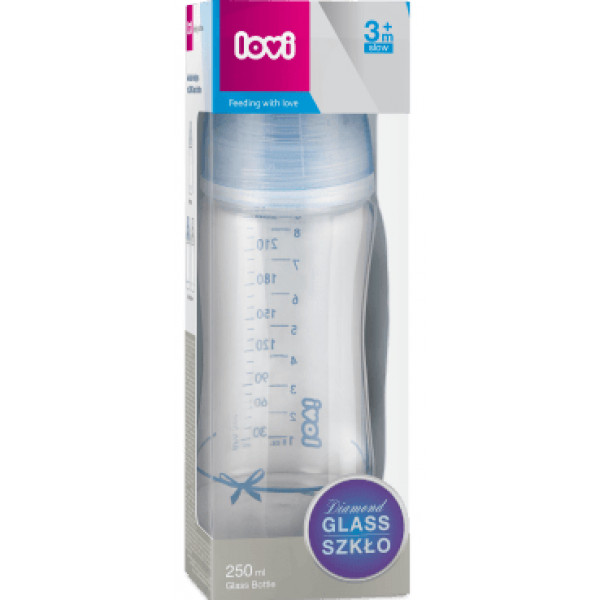 Фото - Пляшка для годування Lovi DIAMOND GLASS Baby Shower boy, 250 мл. (74/204boy)