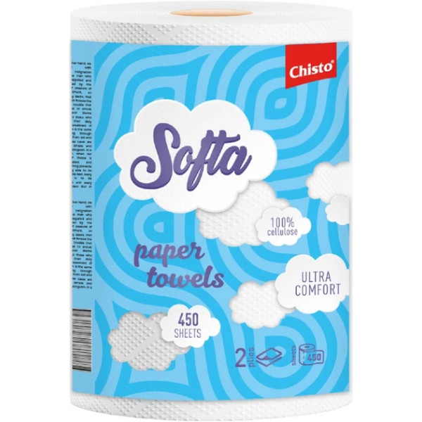 Фото - Рушники паперові Chisto Softa целюл. на гільзі 1 рул. 2 шари білий (4820298170065)