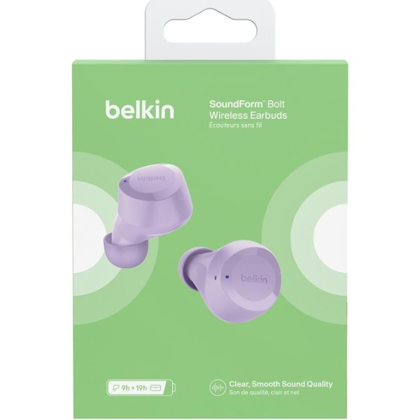 Фото - Наушники вкладыши беспроводные TWS Belkin Soundform Bolt True Wireless Lavender (AUC009BTLV)