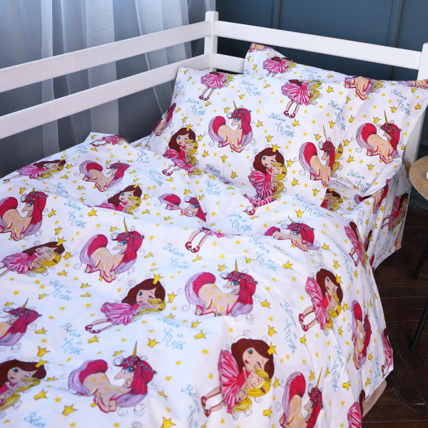 Фото - Комплект постельного белья MirSon Ranforce Elite 17-0704 Принцесса и Единорог 175х210 см (2200010501483)