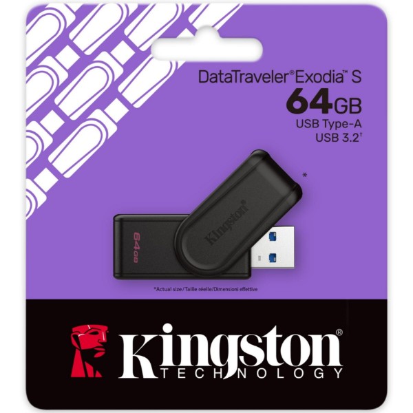 Фото - Флеш USB Kingston DataTraveler Exodia S 64 ГБ Black + Black (DTXS/64GB)