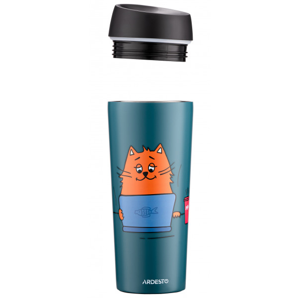 Фото - Термокружка Ardesto Coffee Time Red Cat 450 мл Blue (AR2645CG)