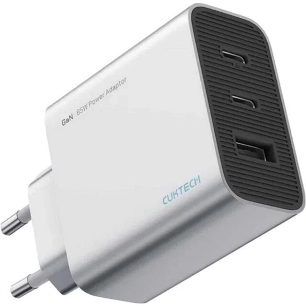 Фото - Мережевий зарядний пристрій CUKTECH 65W GaN 2C1A (AD653CEU) Grey (CUKAD653EUGR)