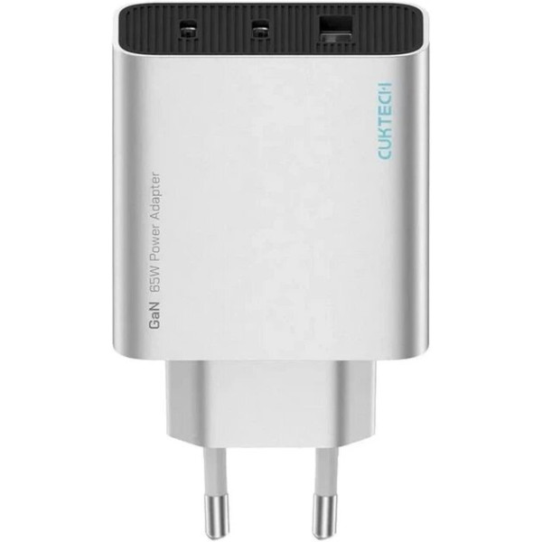 Фото - Мережевий зарядний пристрій CUKTECH 65W GaN 2C1A (AD653CEU) Grey (CUKAD653EUGR)