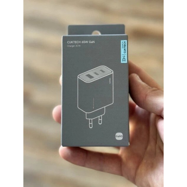 Фото - Мережевий зарядний пристрій CUKTECH 65W GaN 2C1A (AD653CEU) Grey (CUKAD653EUGR)