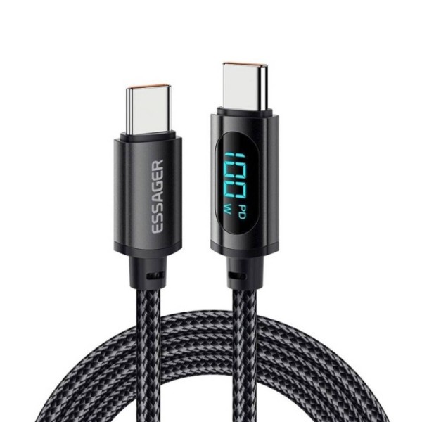 Фото - Кабель Essager Enjoy LED Digital Display USB Charging Cable Type C to Type C 100W 1m Black (EXCTT1-XY01-P)