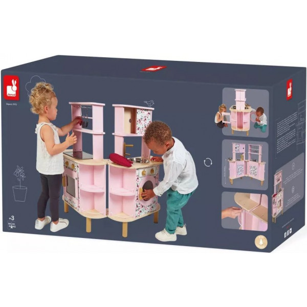 Фото - Сюжетно-рольова гра. Кухня Janod Кухня рожева двостороння (J06616)