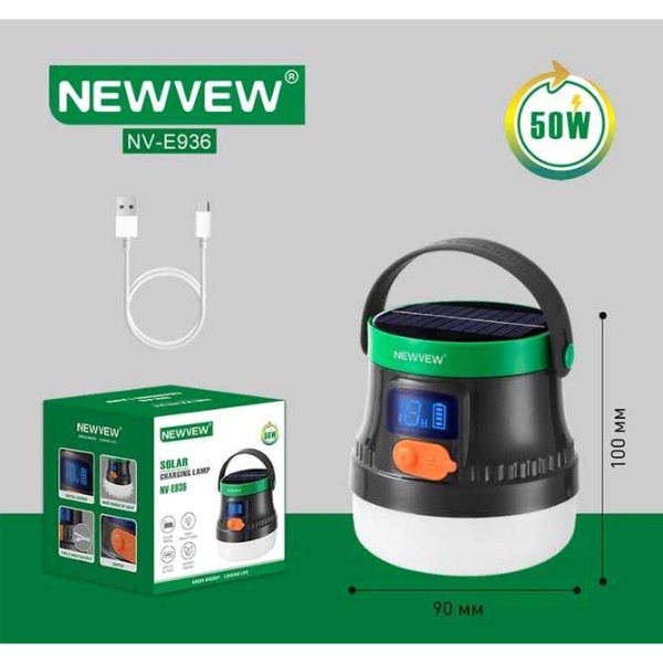 Фото - Ліхтар акумуляторний NEWVEW 50W Solar Panel 2600mAh Green (NWVW-NV-E936-GN)