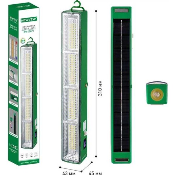 Фото - Фонарь аккумуляторный NEWVEW Solar Panel 4000mAh Green (NWVW-NV-E967T-GN)