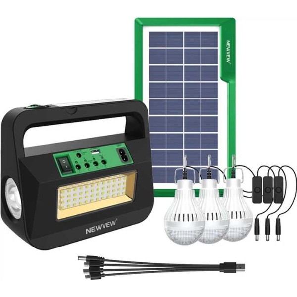 Фото - Набор фонарей NEWVEW Solar Panel 4500mAh 3 LED 3.5W Green (NWVW-NV-T220-GN)