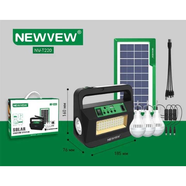 Фото - Набор фонарей NEWVEW Solar Panel 4500mAh 3 LED 3.5W Green (NWVW-NV-T220-GN)