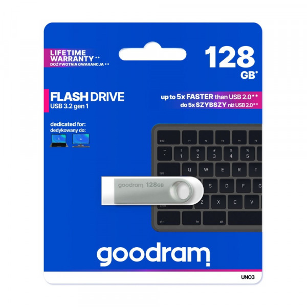 Фото - Флеш USB Goodram UNO3 SILVER Metal 128GB 60R/20W (UNO3-1280S0R11)
