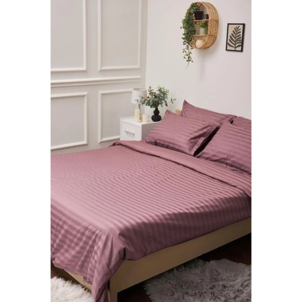 Фото - Комплект постільної білизни Moon&Star Garnet Satin Stripe 200х220 см нав. 2х50х70 (MS-820000536)