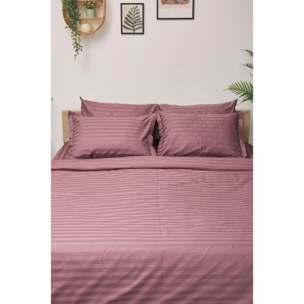 Фото - Комплект постільної білизни Moon&Star Garnet Satin Stripe 200х220 см нав. 2х50х70 (MS-820000536)