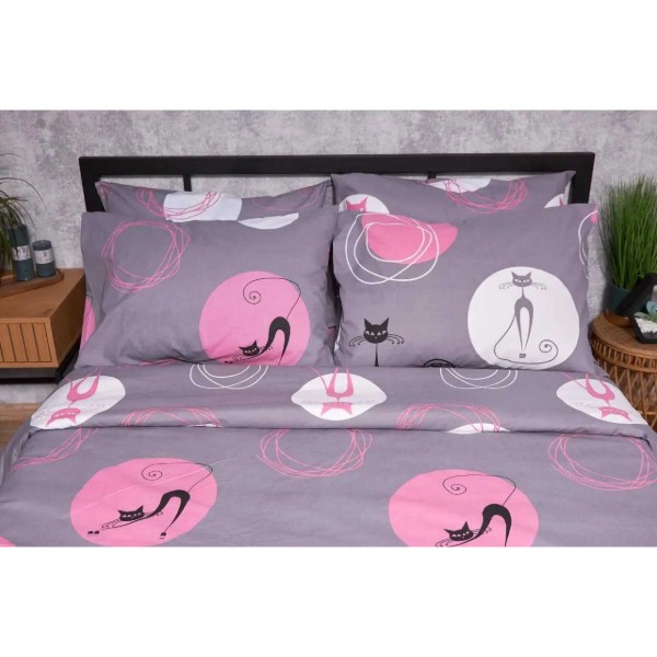 Фото - Комплект постельного белья Moon&Star Бязь Gold Люкс Mauve Cats 160х220 (MS-820002634)