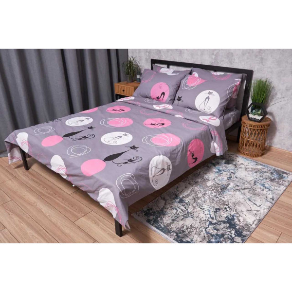Фото - Комплект постільної білизни Moon&Star Бязь Gold Люкс Mauve Cats 160х220 (MS-820002635)