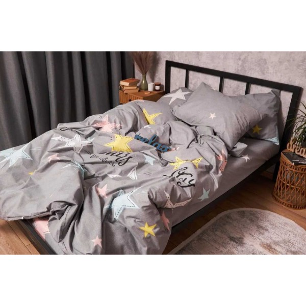 Фото - Комплект постільної білизни Moon&Star Бязь Gold Люкс Gray Stars King Size 220x240 (MS-820003011)