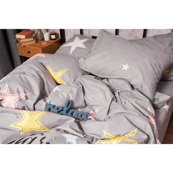 Фото - Комплект постільної білизни Moon&Star Бязь Gold Люкс Gray Stars King Size 220x240 (MS-820003011)