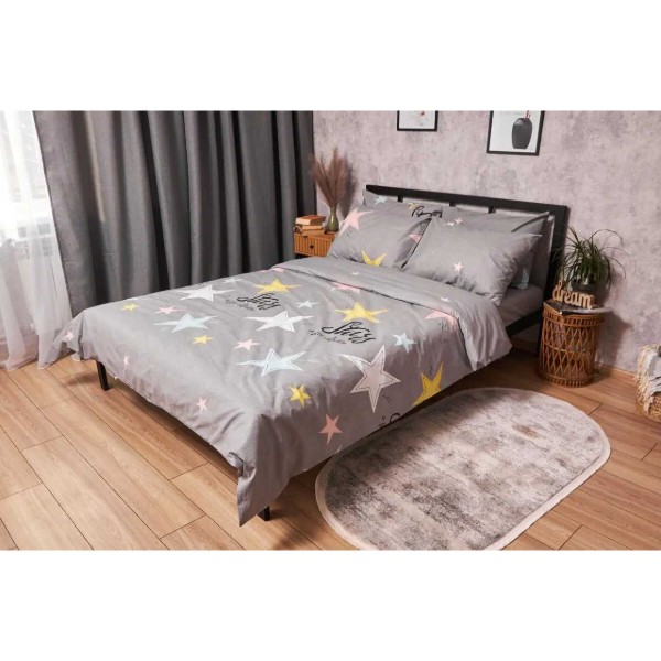 Фото - Комплект постільної білизни Moon&Star Бязь Gold Люкс Gray Stars King Size 220x240 (MS-820003013)