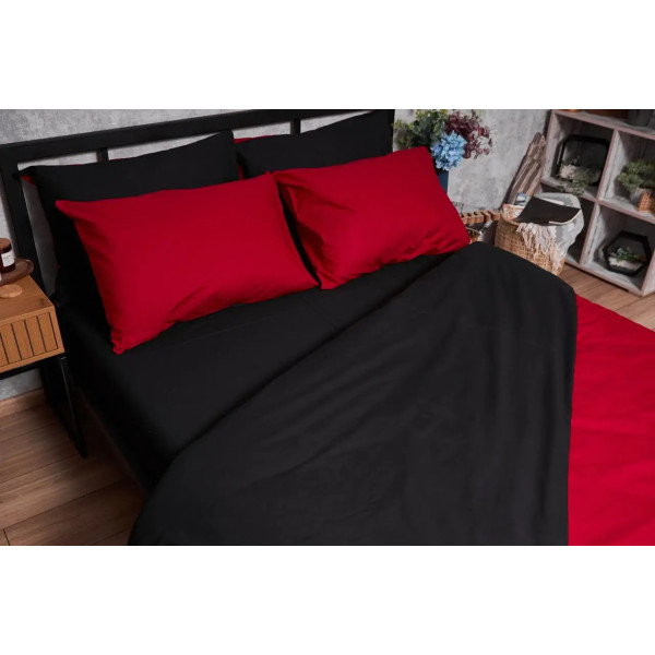 Фото - Комплект постільної білизни Moon&Star Бязь Gold Люкс «Cherry Black» 200х220 нав. 2х70х70 (MS-820003162)