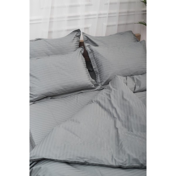 Фото - Комплект постільної білизни Moon&Star Satin Stripe Stripe Gray 175х210 (MS-820003645)