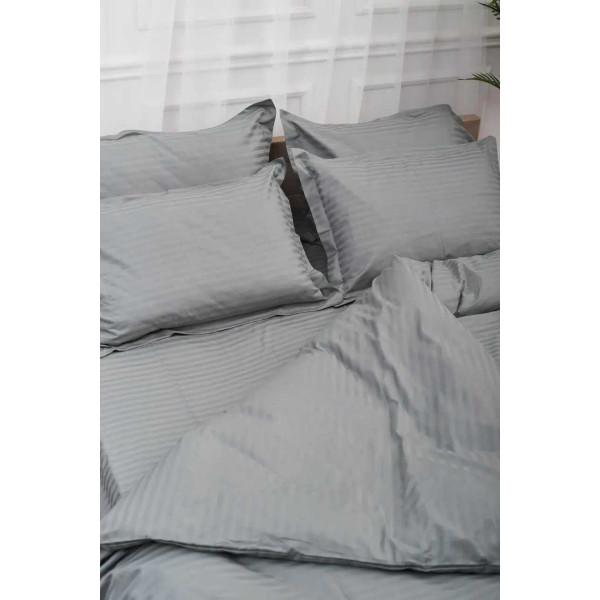 Фото - Комплект постільної білизни Moon&Star Satin Stripe Stripe Gray 160х220 нав. 4х50х70 (MS-820003663)