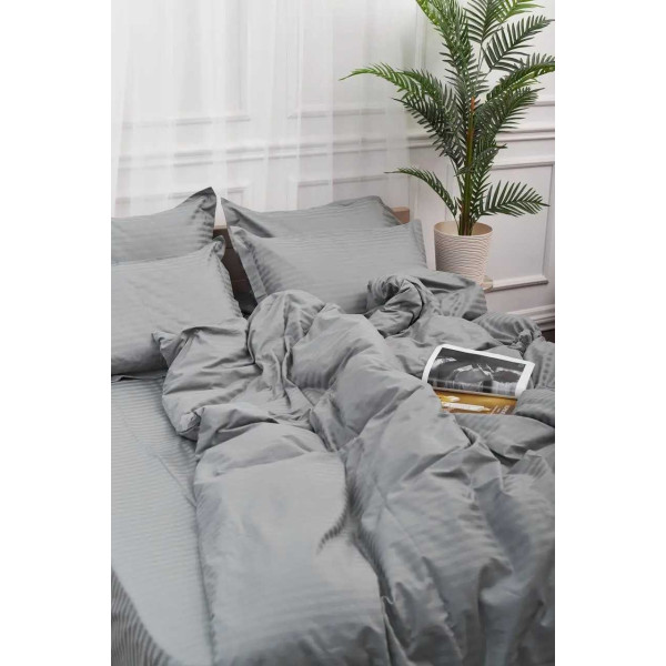 Фото - Комплект постільної білизни Moon&Star Satin Stripe Stripe Gray 160х220 нав. 2х40х60 (MS-820003660)
