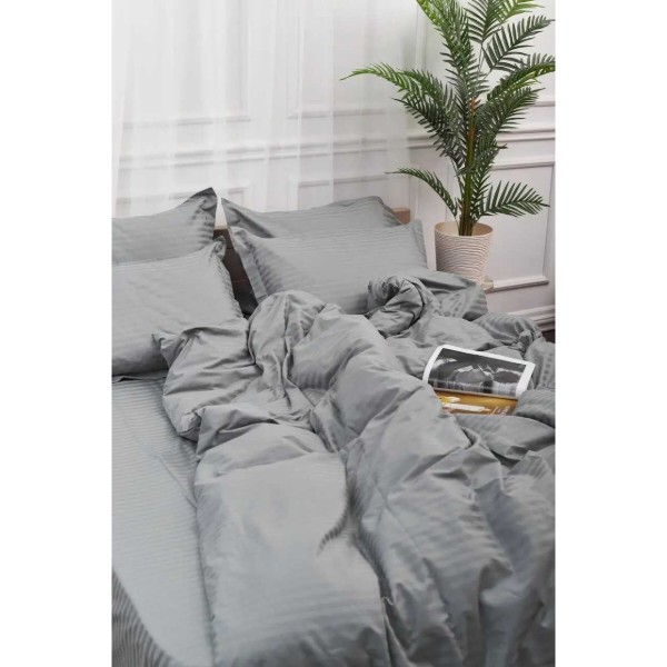 Фото - Комплект постельного белья Moon&Star Satin Stripe Stripe Gray 160х220 нав. 2х50х70 (MS-820003661)