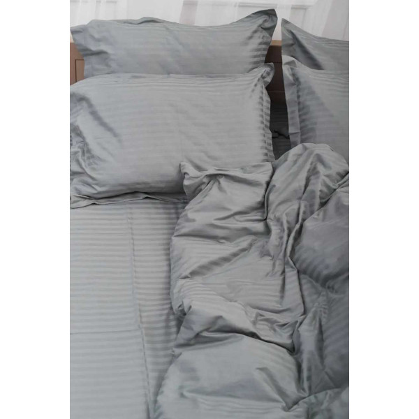 Фото - Комплект постільної білизни Moon&Star Satin Stripe Stripe Gray 160х220 нав. 4х50х70 (MS-820003663)