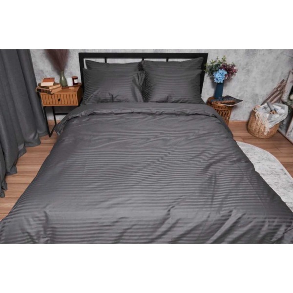Фото - Комплект постельного белья Moon&Star Satin Stripe Stripe Black 160х220 нав. 4х50х70 (MS-820003698)