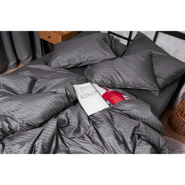 Фото - Комплект постельного белья Moon&Star Satin Stripe Stripe Black 160х220 нав. 4х50х70 (MS-820003698)