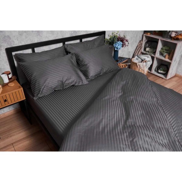 Фото - Комплект постельного белья Moon&Star Satin Stripe Stripe Black 160х220 нав. 4х50х70 (MS-820003698)