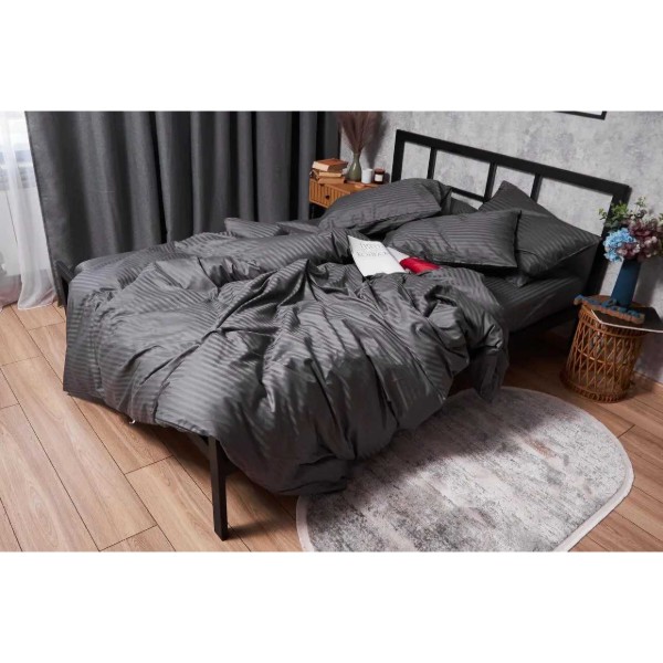 Фото - Комплект постельного белья Moon&Star Satin Stripe Stripe Black 160х220 нав. 4х50х70 (MS-820003698)