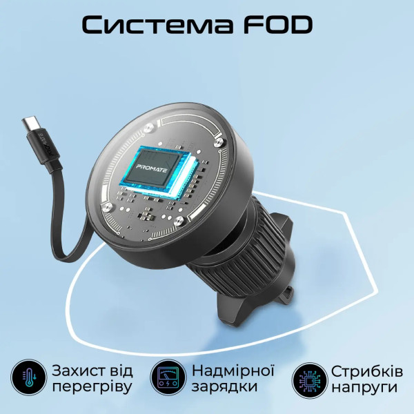 Фото - Автодержатель с беспроводной зарядкой Promate magdrive-r