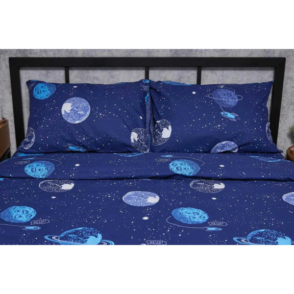 Фото - Комплект постільної білизни Moon&Star Бязь Gold Люкс Planets King Size 220x240 (MS-820004796)