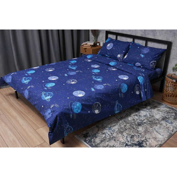 Фото - Комплект постільної білизни Moon&Star Бязь Gold Люкс Planets King Size 220x240 (MS-820004796)