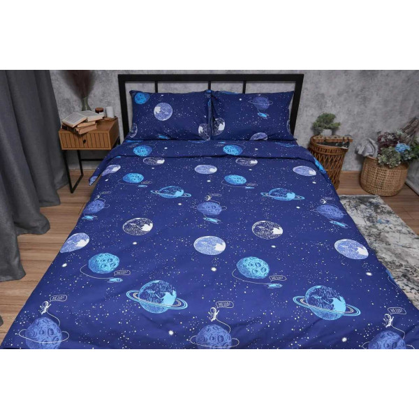 Фото - Комплект постільної білизни Moon&Star Бязь Gold Люкс Planets King Size 220x240 (MS-820004799)