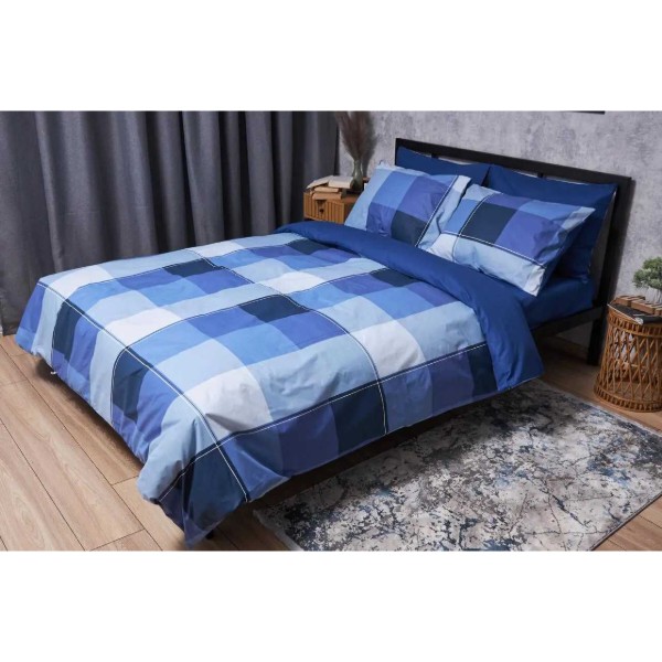 Фото - Комплект постільної білизни Moon&Star Бязь Gold Люкс Finland Blue 160х220 нав. 4х50х70 (MS-820004888)