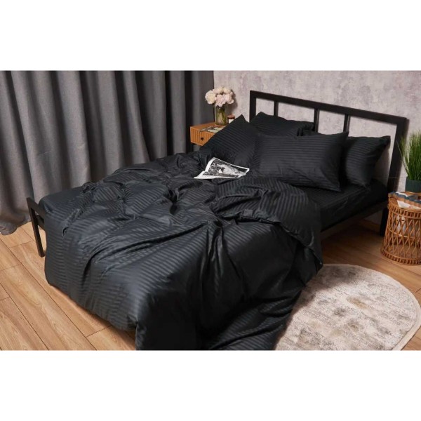 Фото - Комплект постельного белья Moon&Star Satin Stripe Midnight Luxe 160х220 нав. 2х50х70 (MS-820005271)