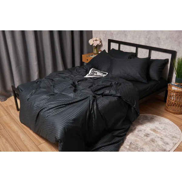 Фото - Комплект постільної білизни Moon&Star Satin Stripe «Midnight Luxe» King Size 220x240 см нав. 2х70х70 (MS-820005252)