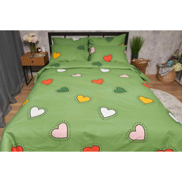 Фото - Комплект постільної білизни Moon&Star Бязь Gold Люкс «Rainbow Hearts» King Size 220x240 см нав. 4х70х70 (MS-820005359)