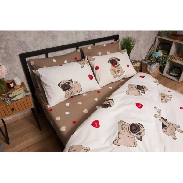 Фото - Комплект постельного белья Moon&Star Бязь Gold Люкс Bulldog Love 160х220 нав. 4х50х70  (MS-820005728)