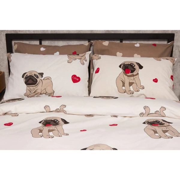 Фото - Комплект постільної білизни Moon&Star Бязь Gold Люкс «Bulldog Love» 143х210 см нав. 2х40х60  (MS-820005720)