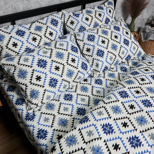 Фото - Комплект постільної білизни Moon&Star Бязь Gold Люкс Blue Mosaic King Size 220x240 (MS-820005988)