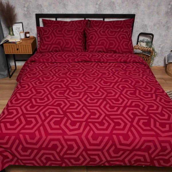 Фото - Комплект постільної білизни Moon&Star Бязь Gold Люкс Burgundy Charm 160х220 нав. 2х40х60 (MS-820006110)