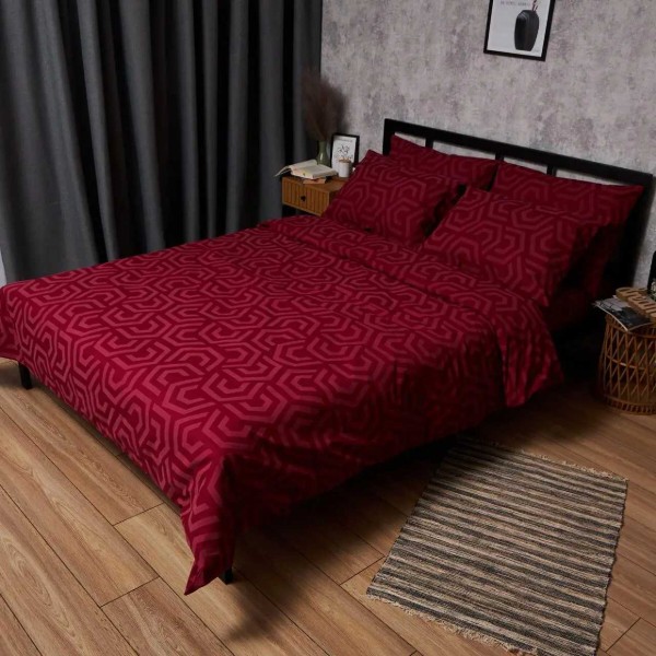 Фото - Комплект постільної білизни Moon&Star Бязь Gold Люкс Burgundy Charm 143х210 нав. 2х40х60 (MS-820006105)