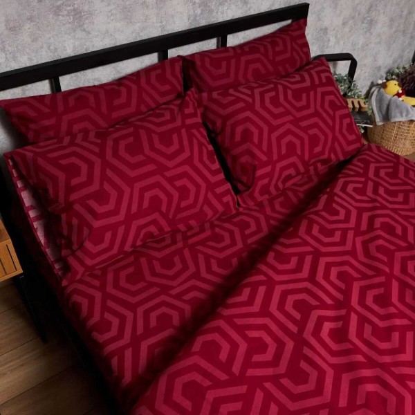 Фото - Комплект постільної білизни Moon&Star Бязь Gold Люкс Burgundy Charm 160х220х2 нав. 2х50х70 (MS-820006121)