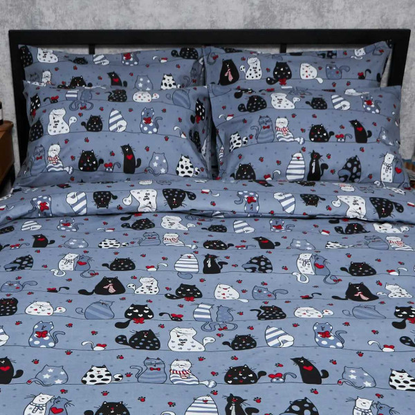 Фото - Комплект постільної білизни дитячий Moon&Star 110х140 нав. 2х40х60 Feline Fun Бязь Gold Люкс (MS-830000233)